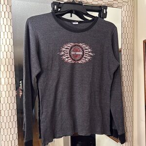 Harley-Davidson Black and Red Flame Long Sleeve Shirt